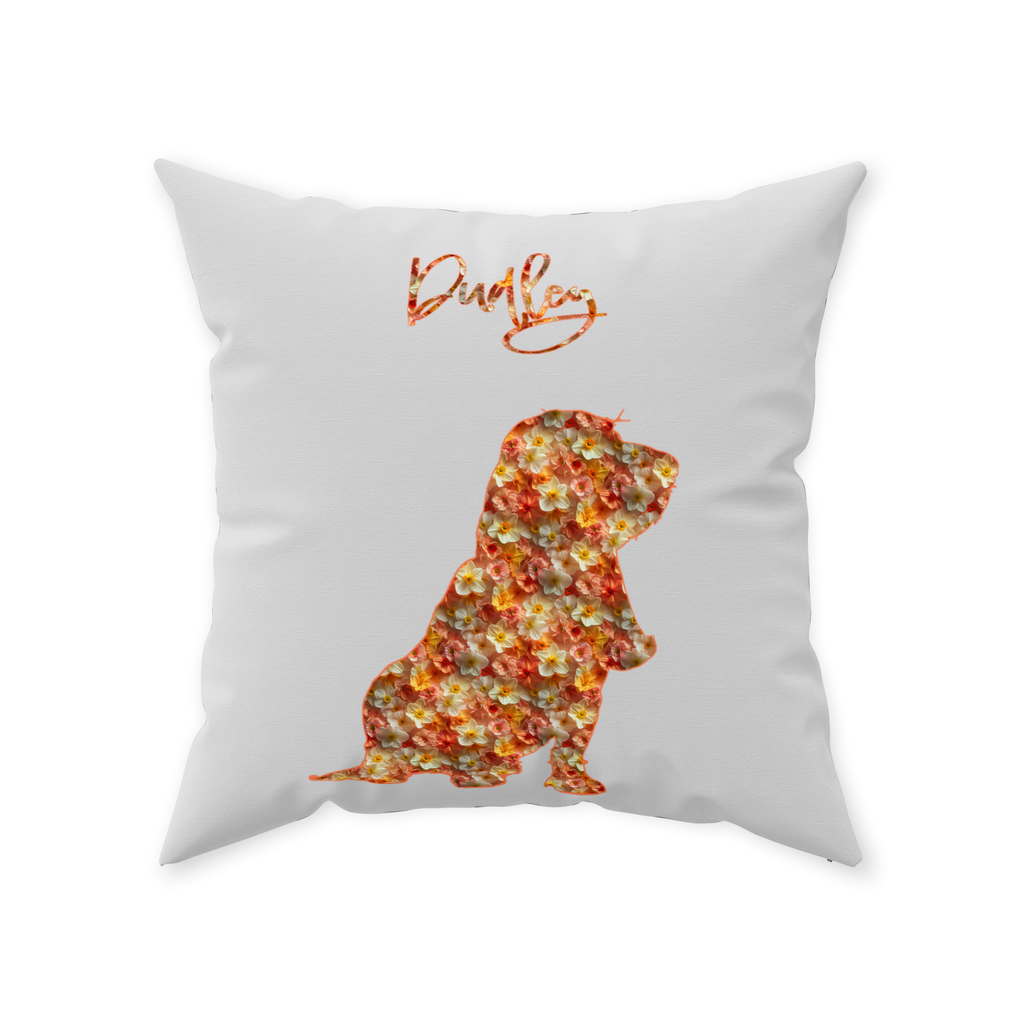 Personalized Daffodil Dog Silhouette Flower Art Floor Pillow - personalized-daffodil-dog-silhouette-floor-pillow