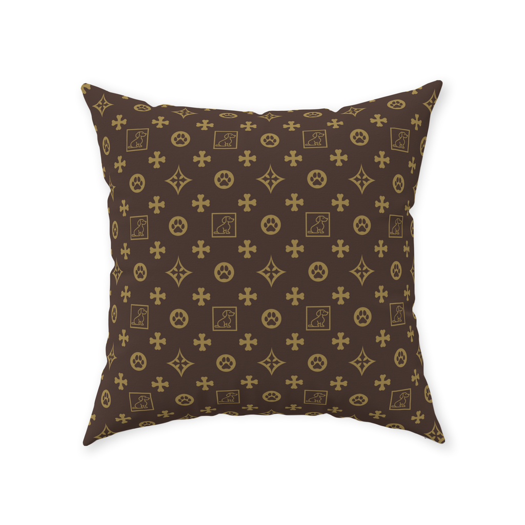 Signature Dog Lover Motif Chocolate Brown Floor Pillow - dog-lover-motif-floor-pillow