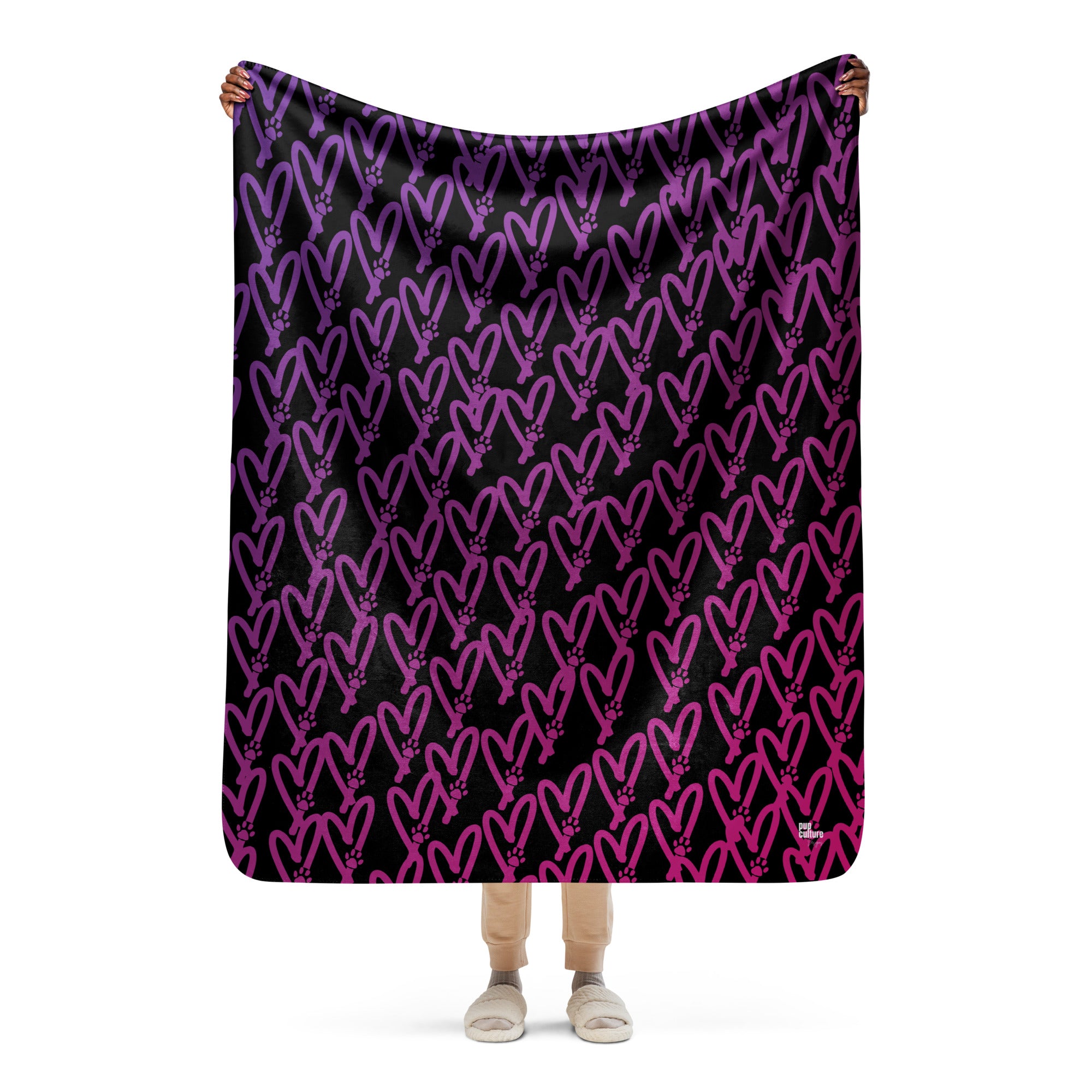 Dog Mom Heart and Paw Ombre Sherpa Blanket - dog-mom-heart-and-paw-ombre-sherpa-fleece-blanket