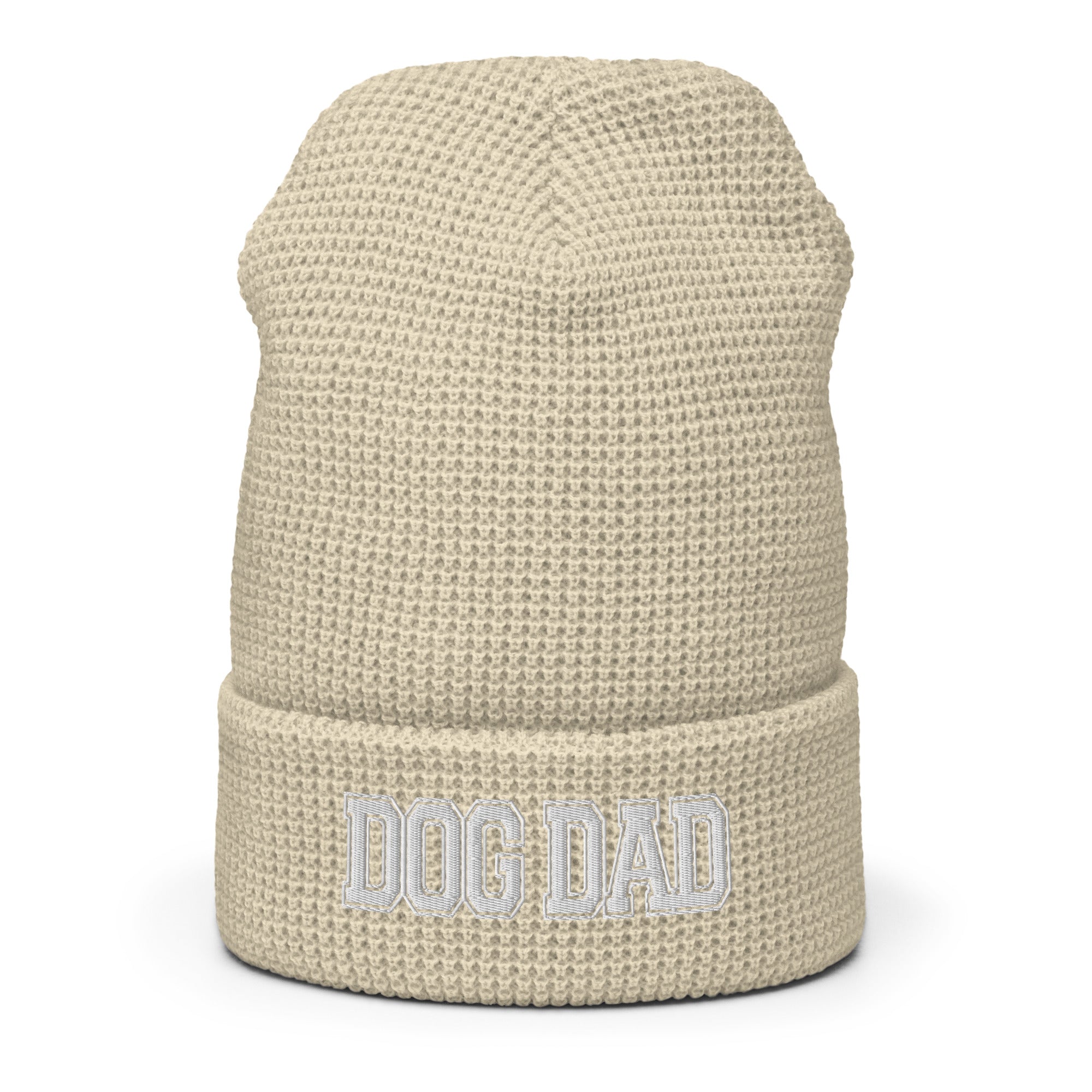 Dog Dad Varsity Font Embroidered Waffle Beanie | Multiple Color Options - dog-dad-varsity-print-waffle-beanie-multiple-color-options