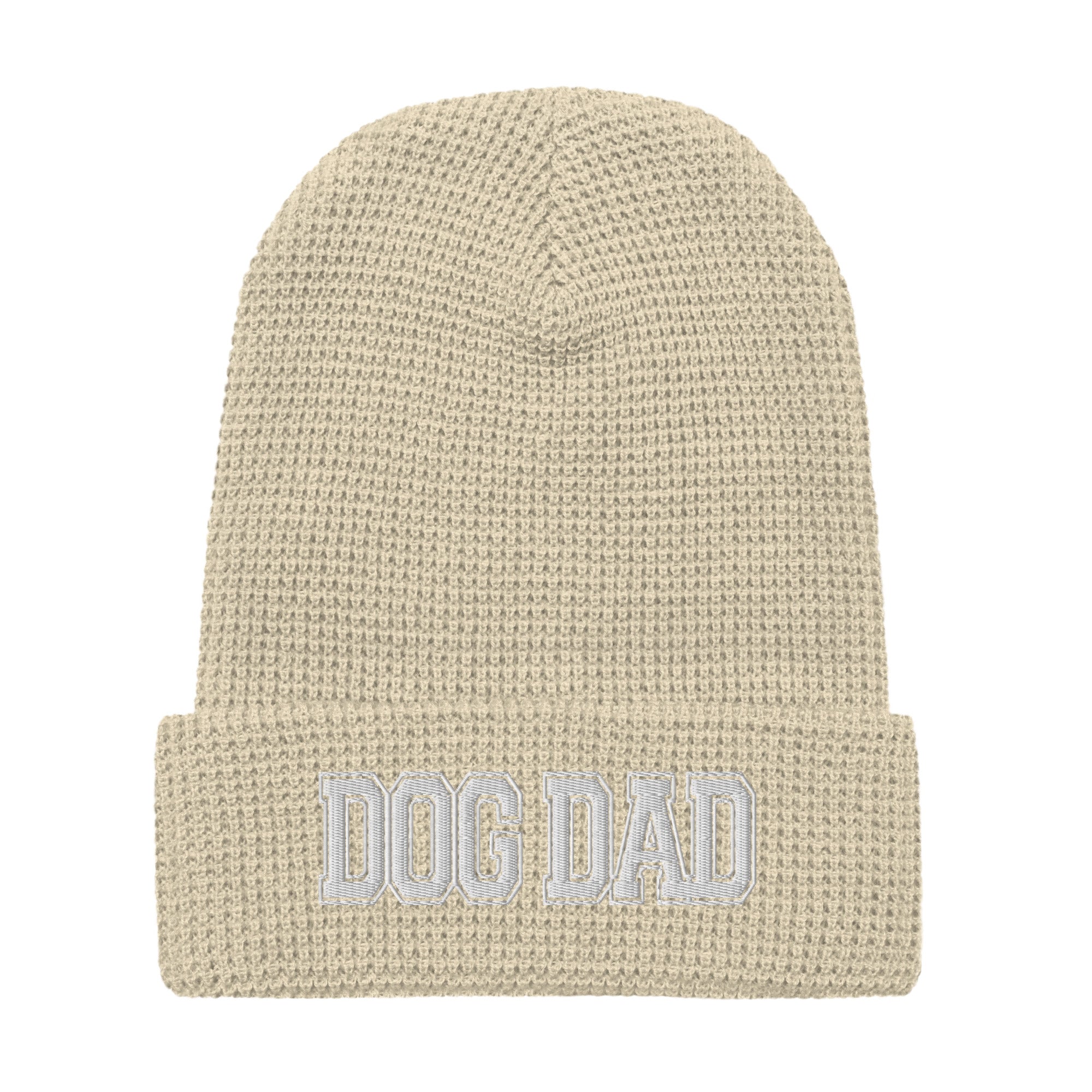 Dog Dad Varsity Font Embroidered Waffle Beanie | Multiple Color Options - dog-dad-varsity-print-waffle-beanie-multiple-color-options