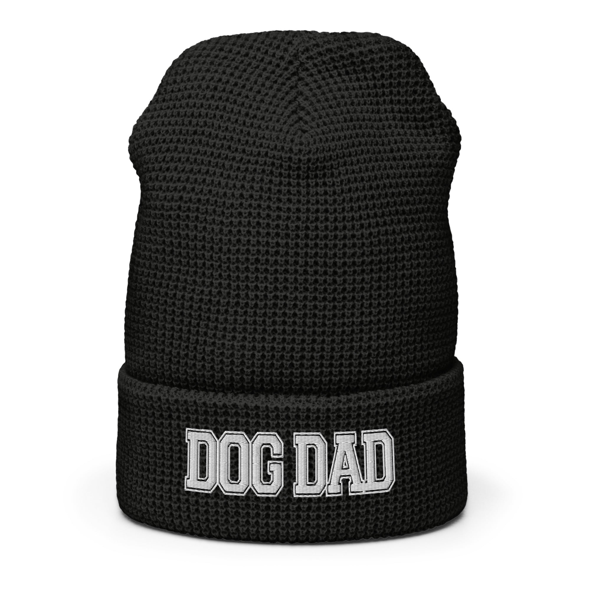 Dog Dad Varsity Font Embroidered Waffle Beanie | Multiple Color Options - dog-dad-varsity-print-waffle-beanie-multiple-color-options