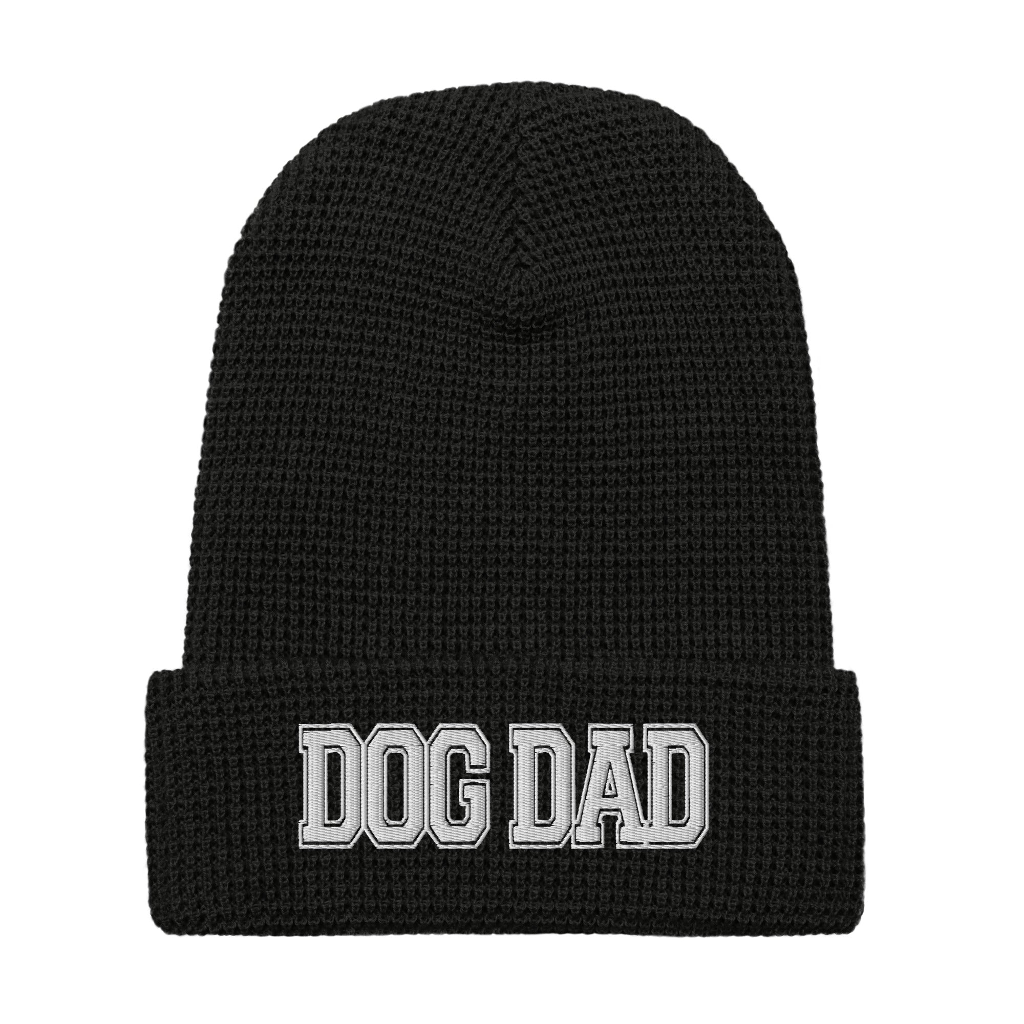 Dog Dad Varsity Font Embroidered Waffle Beanie | Multiple Color Options - dog-dad-varsity-print-waffle-beanie-multiple-color-options