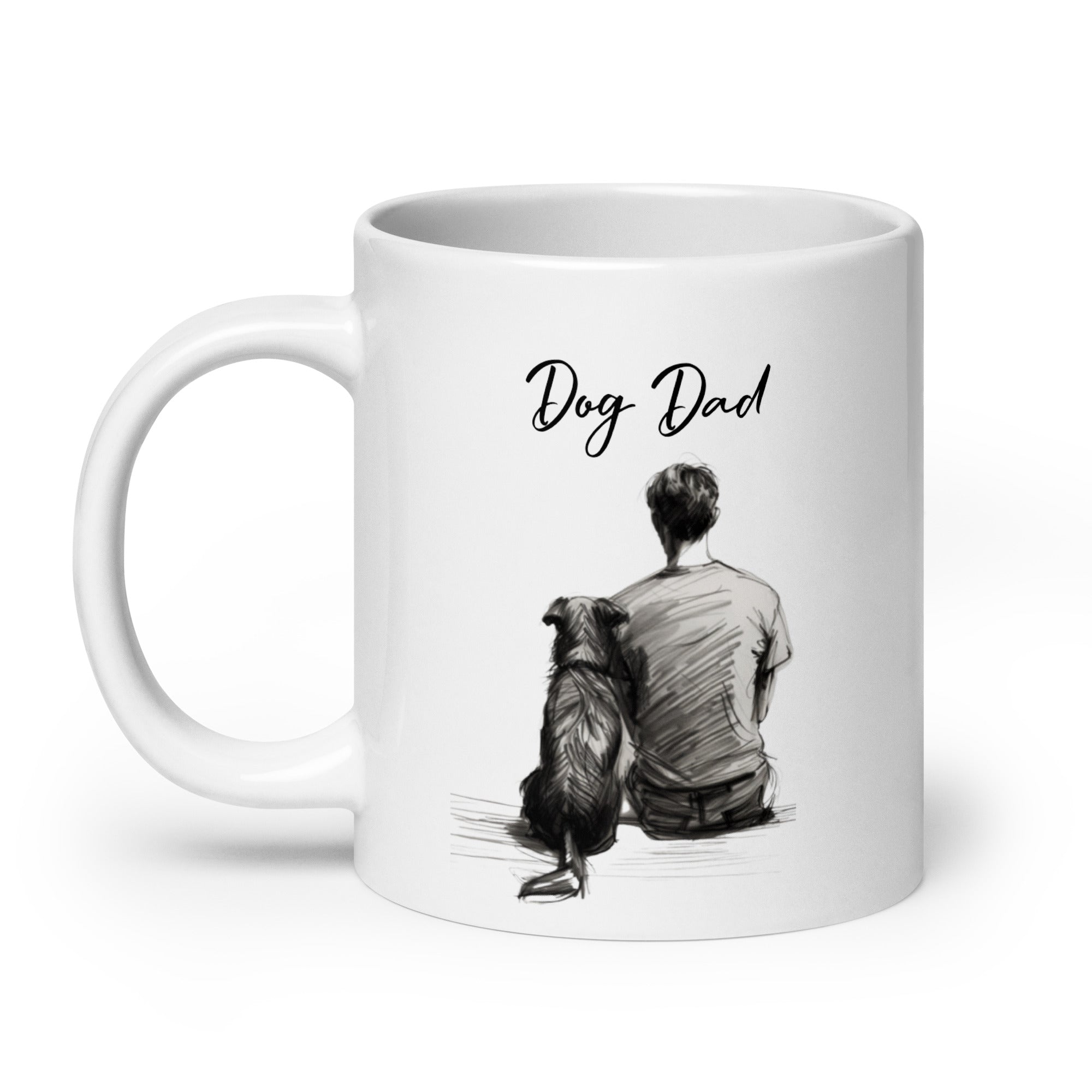 Man's Best Friend - Dog Dad and Dog - Black and White Pencil Sketch Mug