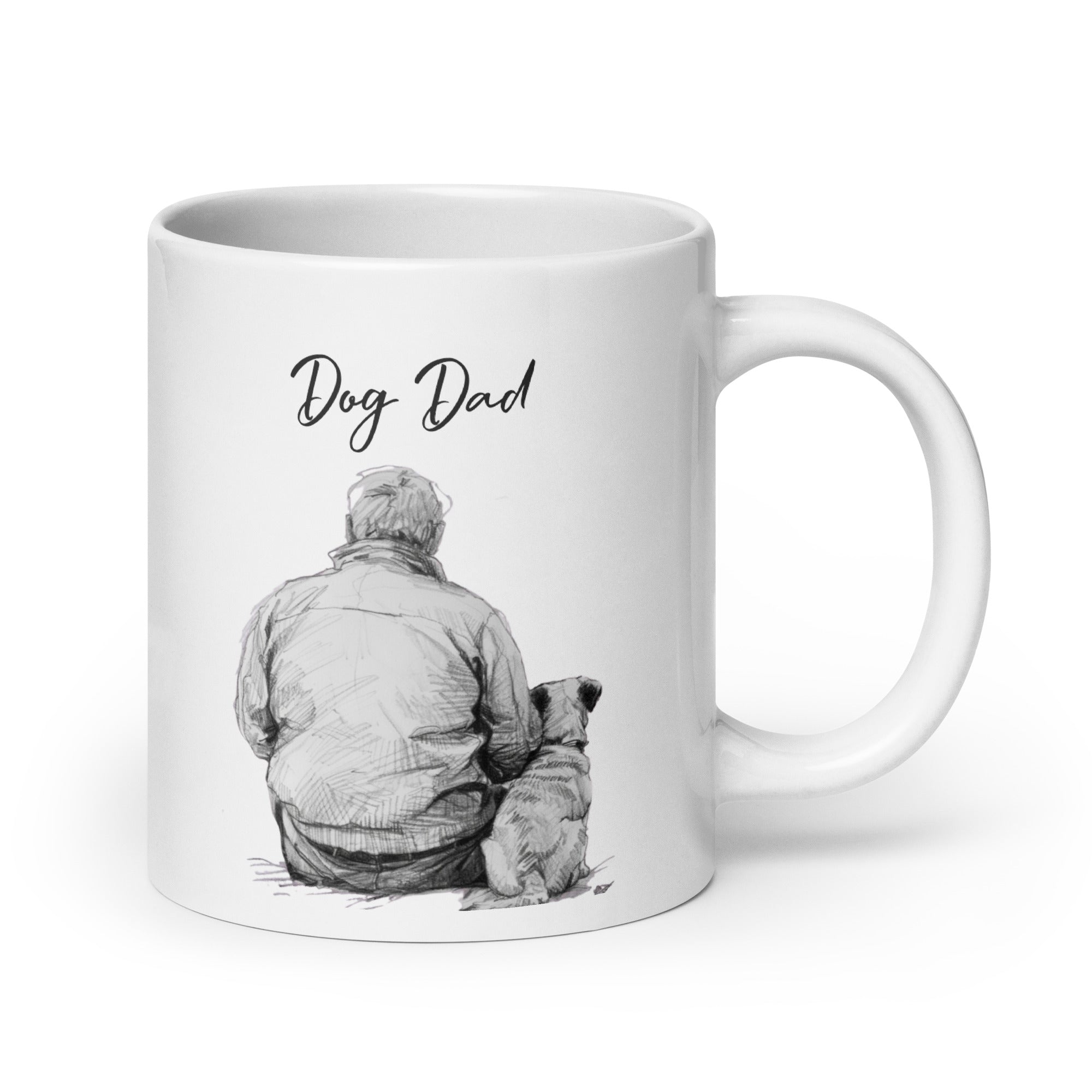 Man's Best Friend - Dog Dad and Dog - Black and White Pencil Sketch Mug