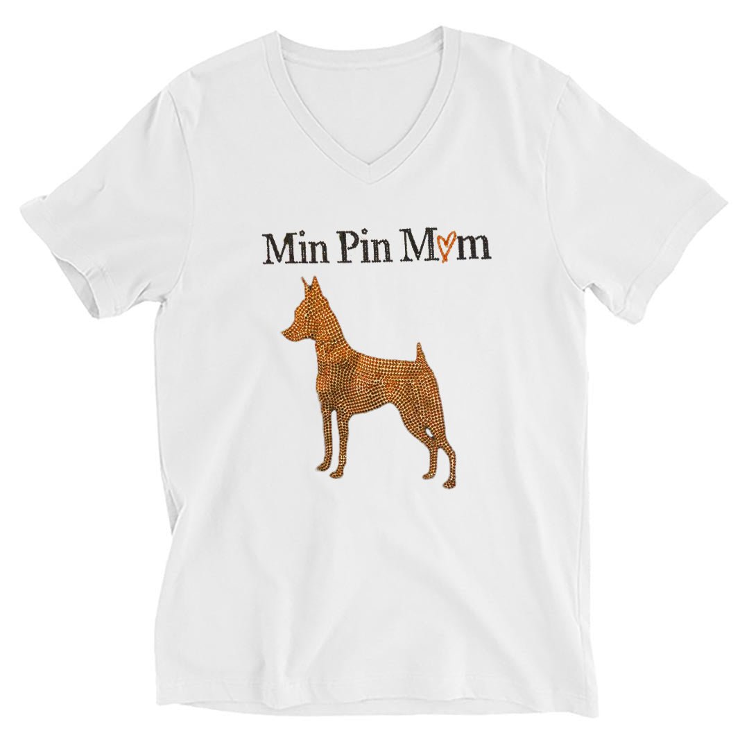 Crystal Dog Mom Dog Silhouette Relaxed V-Neck T Shirt - Crystal T-Shirt - Crystal T-Shirt- Pup Culture Designs