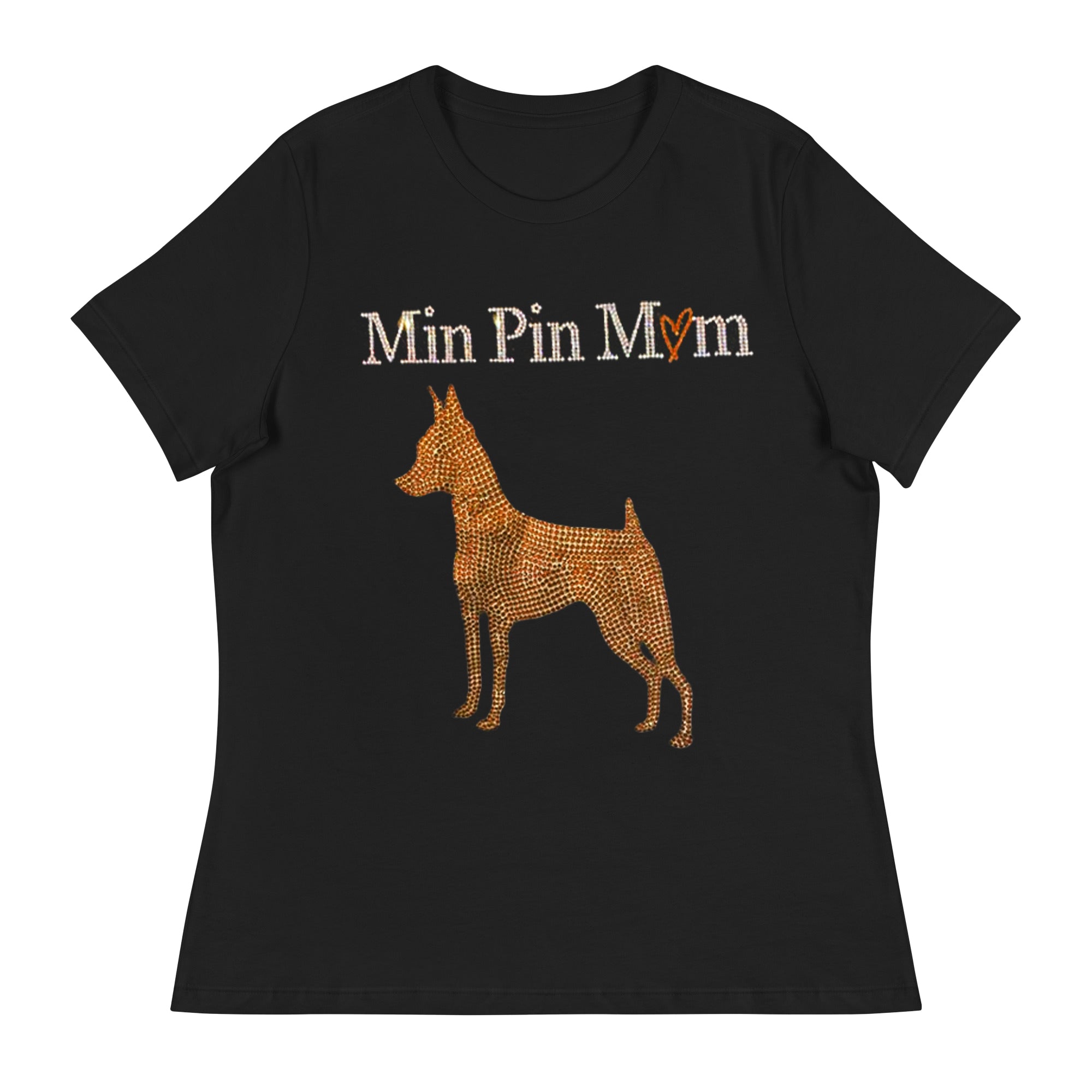 Crystal Dog Mom Dog Silhouette Relaxed V-Neck T Shirt - Crystal T-Shirt - Crystal T-Shirt- Pup Culture Designs
