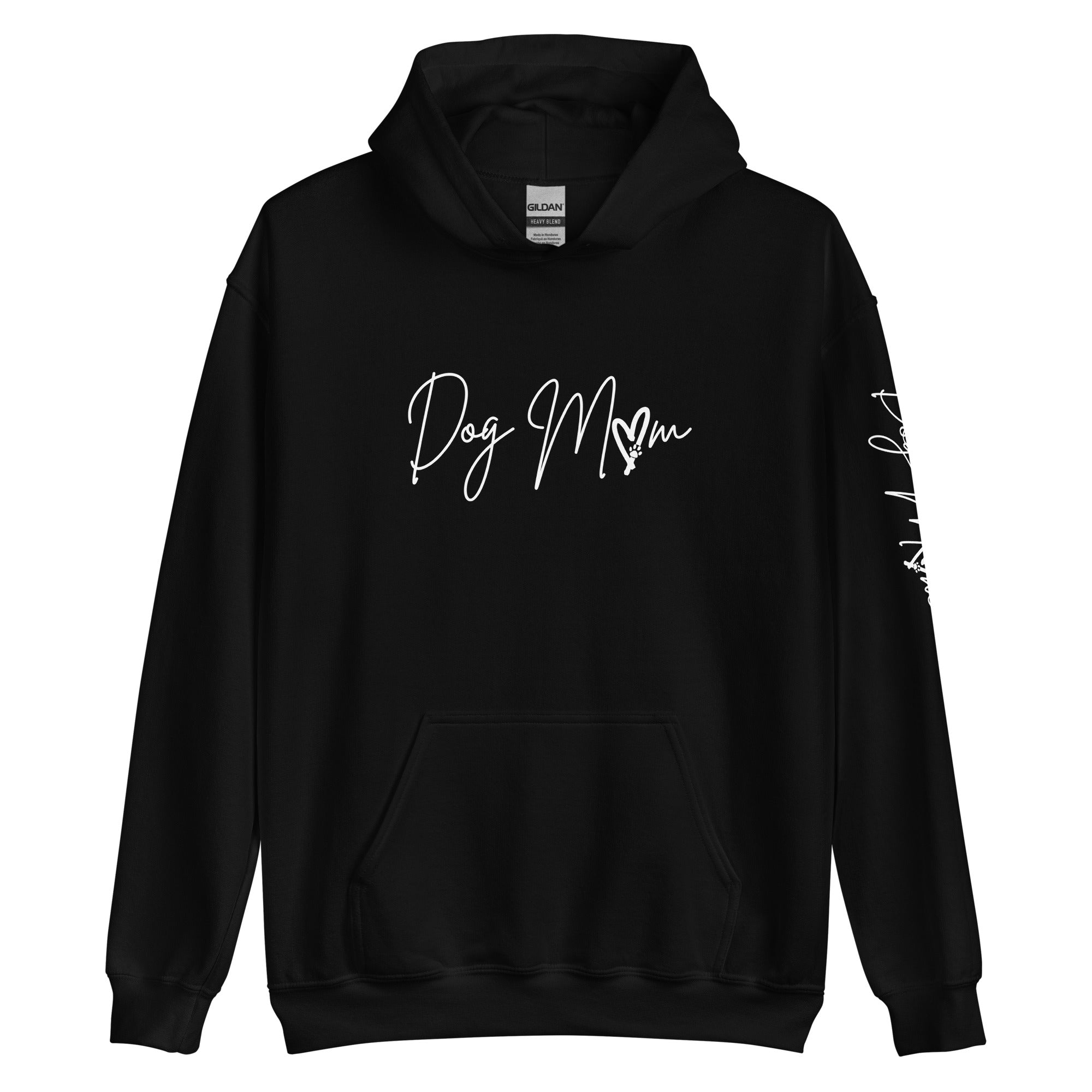 Dog Mom Hoodie Chest and Sleeve | Choose Placement | 6 Colors - Hoodie - Hoodie- Pup Culture Designs