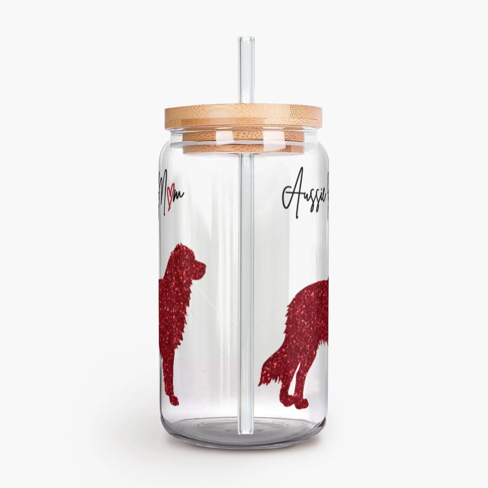 GlitterPrint Dog Silhouette Dog Mom Soda Can Glass With Lid and Straw - Soda Can Glass - Soda Can Glass- Pup Culture Designs