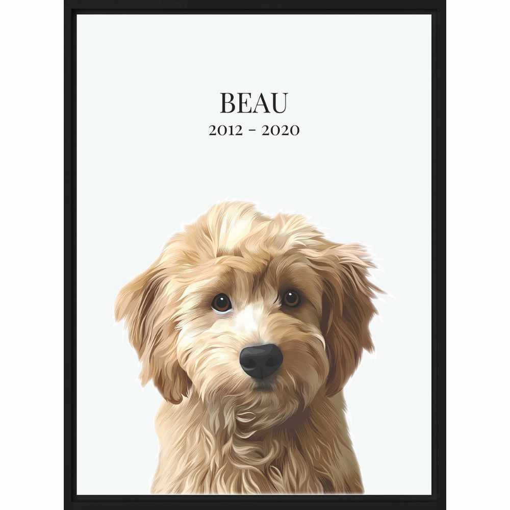 Memorial Dog Portrait | Framed Canvas or Unframed Poster Print | Classic White - Wall Art - Wall Art- Pup Culture Designs
