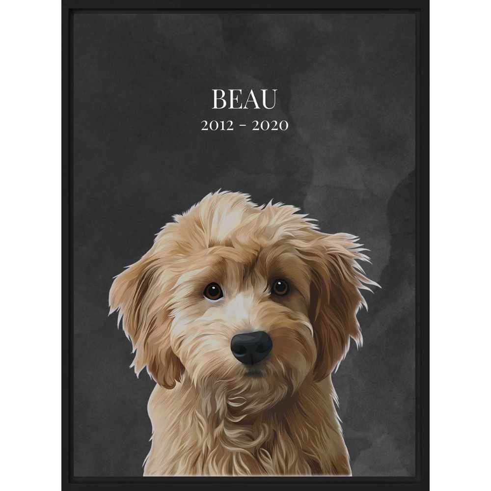 Memorial Dog Portrait | Framed Canvas or Unframed Poster Print | Onyx - Wall Art - Wall Art- Pup Culture Designs