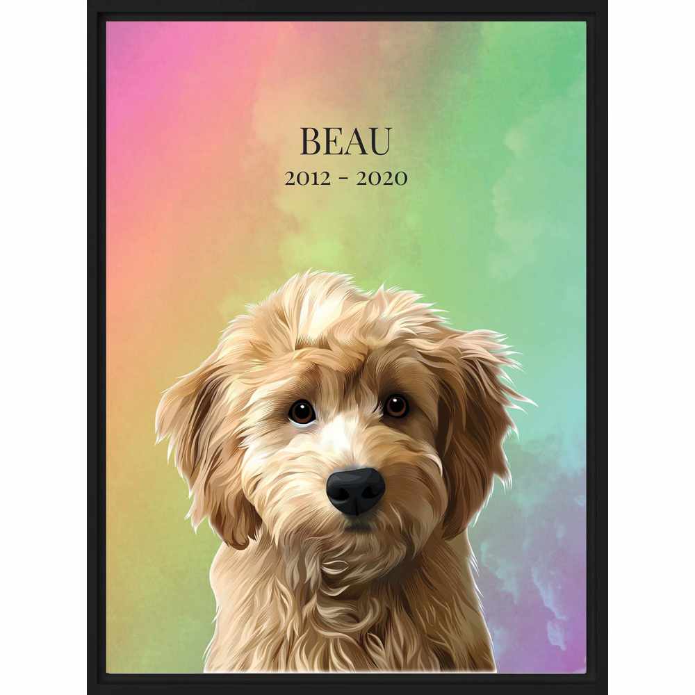 Memorial Dog Portrait | Framed Canvas or Unframed Poster Print | Rainbow Clouds - Wall Art - Wall Art- Pup Culture Designs